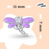 Stud earrings Dragonfly with violet enamel and cubic zirconia - UmaUmi