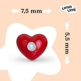 Stud earrings Heart with red enamel and cubic zirconia - UmaUmi