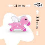 Stud earrings Pegasus with pink and white enamel - UmaUmi