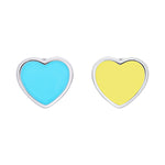 Stud earrings Ukraine in the form of heart with yellow and blue enamel - UmaUmi