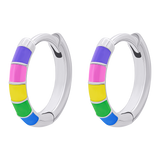 Earrings Rainbow Huggie, d 12 mm