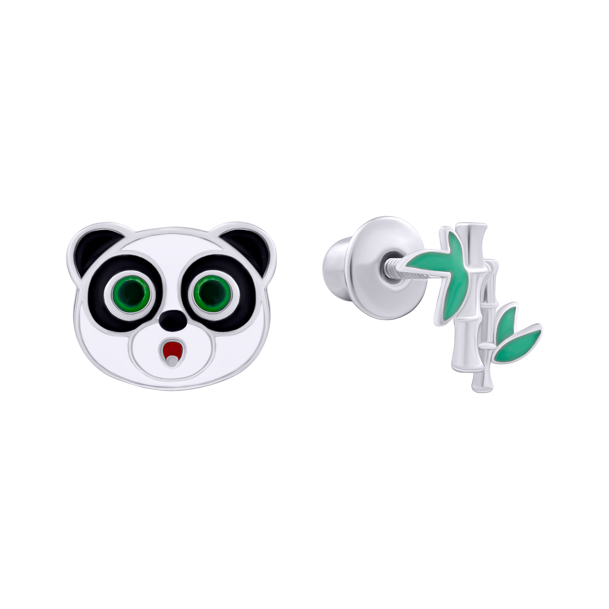 Earrings Panda with Bamboo