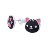Сережки Котик з лапкою чорний