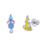Earrings Blue Mouse with cheese