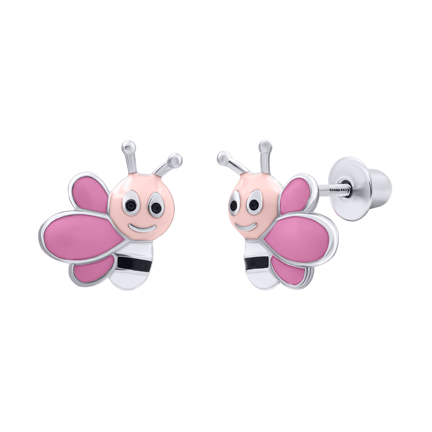 Сережки Весела бджілка рожева