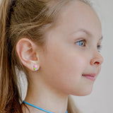 Stud earrings Pink Comet with colorful enamel