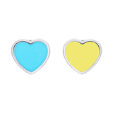 Kolczyki sztyfty Ukraina w formie serca z żółtą i niebieską emalią