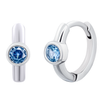 Earrings Huggie with blue Cubic Zirconia