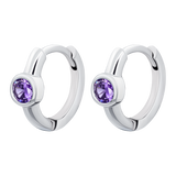 Earrings Huggie with purple Cubic Zirconia