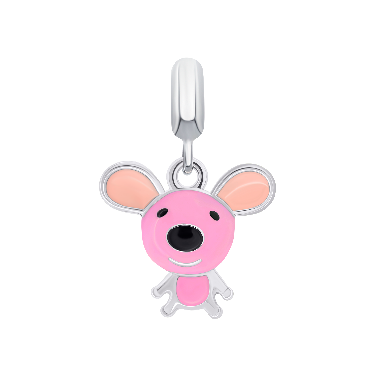 Μενταγιόν Ποντικάκι με ροζ σμάλτο