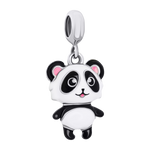 Pendant Panda with white-black and pink enamel