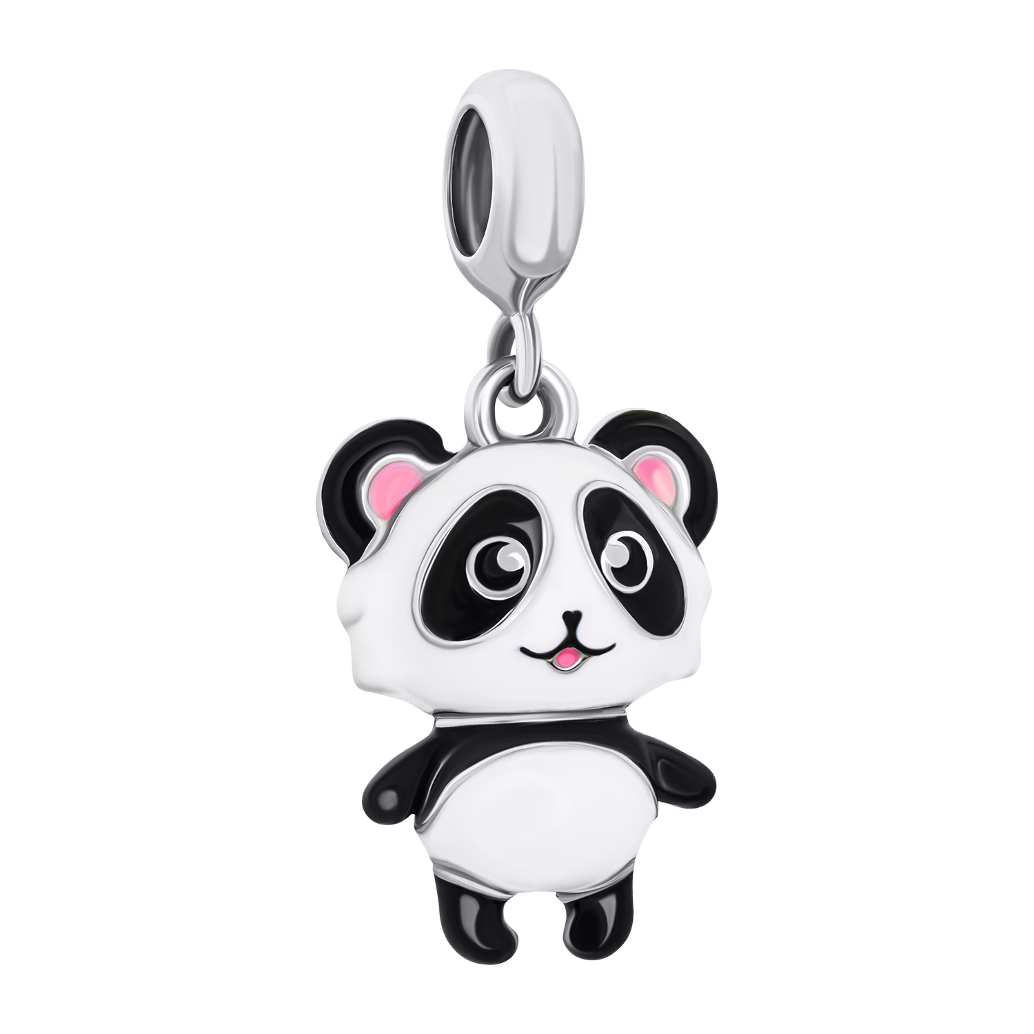 Colgante Panda con esmalte blanco-negro y rosa