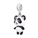 Pendant Panda with white-black and pink enamel