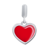 Pendant Heart with red enamel and cubic zirconia