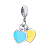 Pendant Ukraine of two hearts with yellow and blue enamel