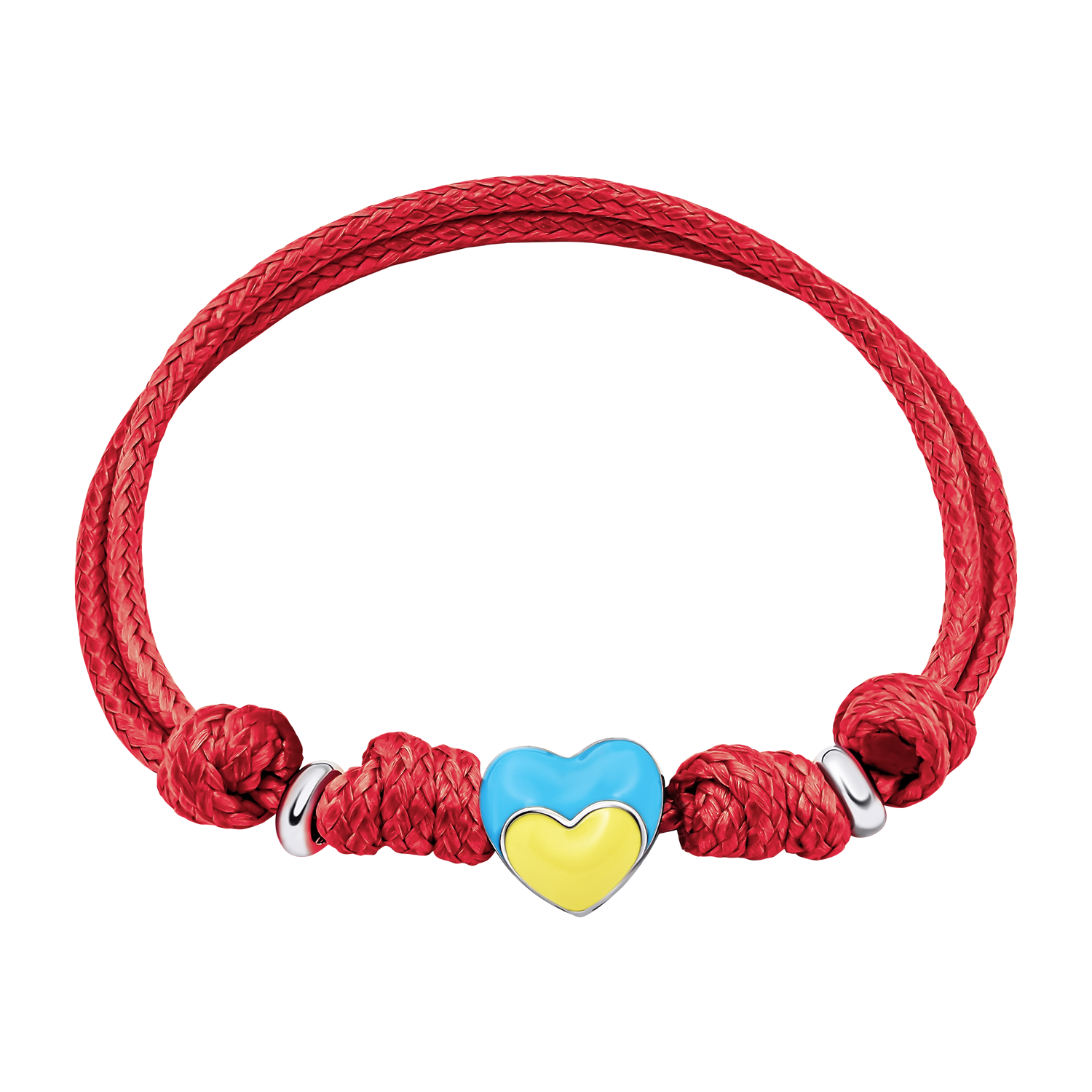 Cord bracelet I'm Ukrainian with a heart with yellow-blue enamel