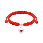 Pulsera trenzada Corazon dentro de un corazón es blanco y rojo