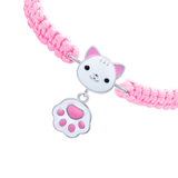 Geflochtenes Armband Kätzchen mit Pfote weiß