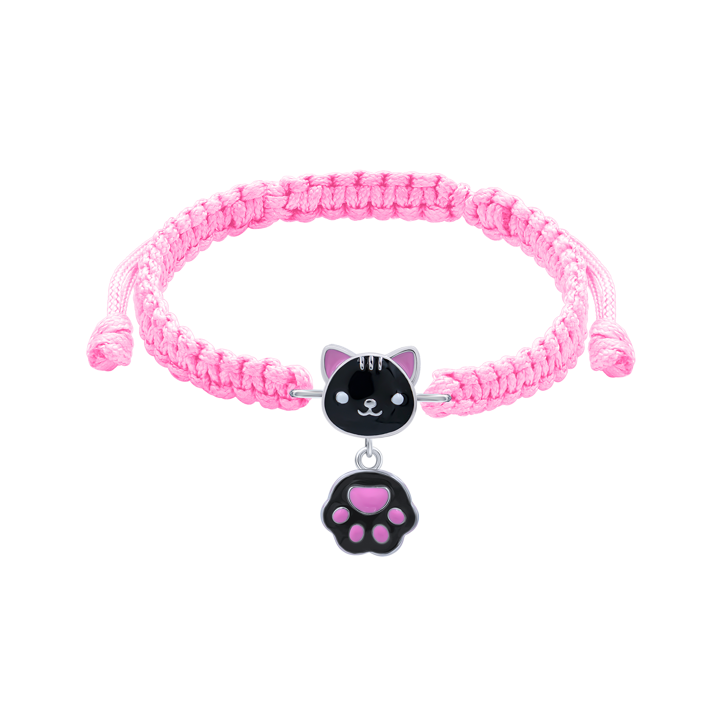 Braided bracelet Black Cat with a Paw
