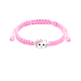 Braccialetto intrecciato Gattina Kitti con smalto bianco, rosa e zircone