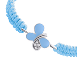 Geflochtenes Armband Glänzender Schmetterling blau