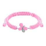 Pulsera trenzada Mariposa con esmalte rosa y pedrería