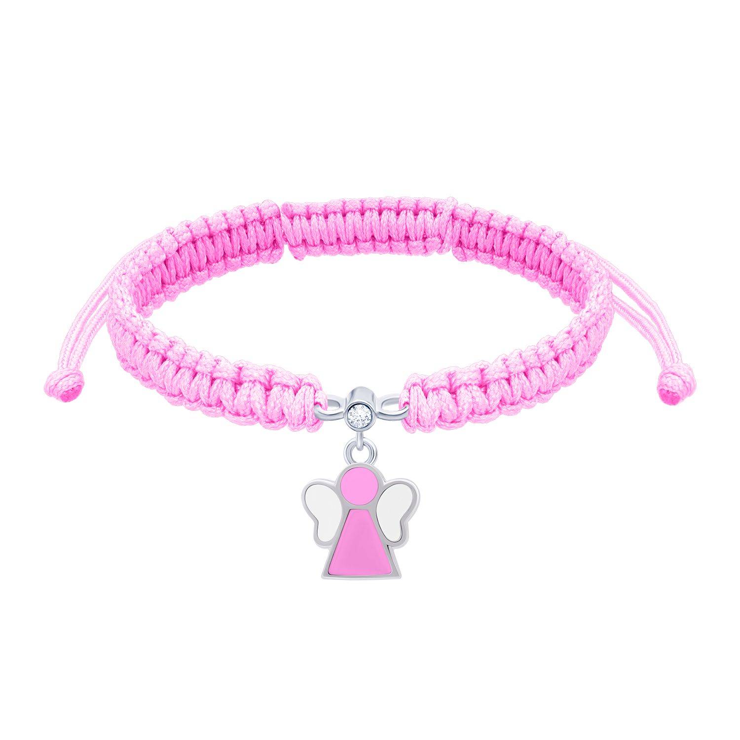 Braided bracelet Angel with pink and white enamel