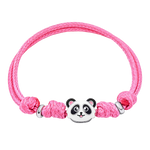 Браслет на шнурку Панда з біло-чорною та рожевою емаллю