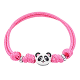 Браслет на шнурке Панда с бело-черной и розовой эмалью