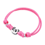 Браслет на шнурке Панда с бело-черной и розовой эмалью