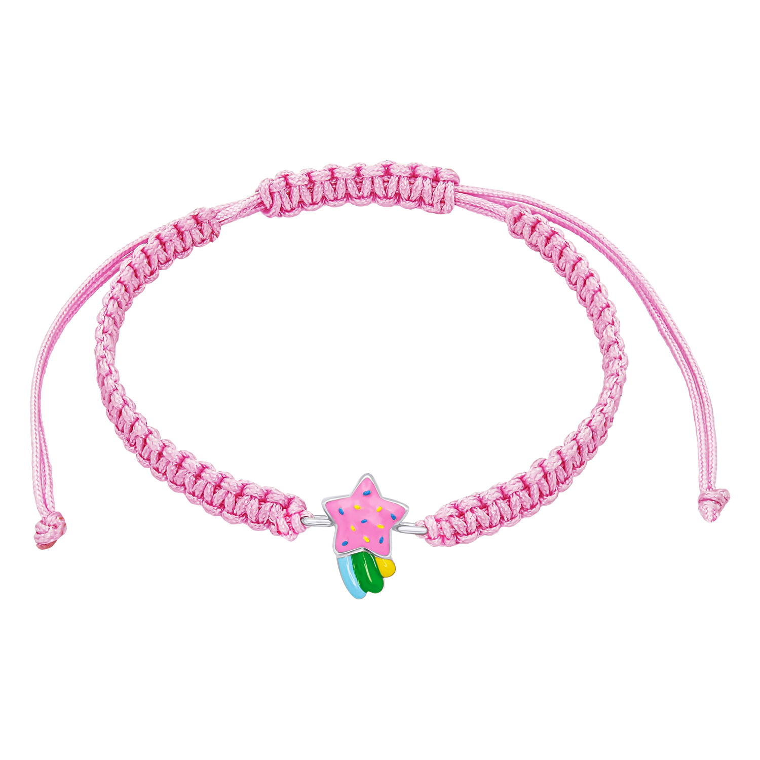 Braided bracelet Pink Comet with colorful enamel