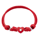 Cord bracelet Heart with red enamel and cubic zirconia