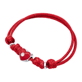 Bransoletka na sznurku Serce w czerwoną emalią i cyrkoniami