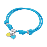 Cord bracelet Ukraine with heart pendants with yellow and blue enamel