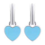 Ohrringe mit Anhängern Herz mit blauer Emaille, d 12 mm