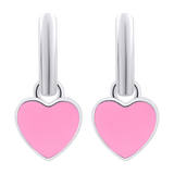Kolczyki z zawieszkami Serce z różową emalią, d 12 mm
