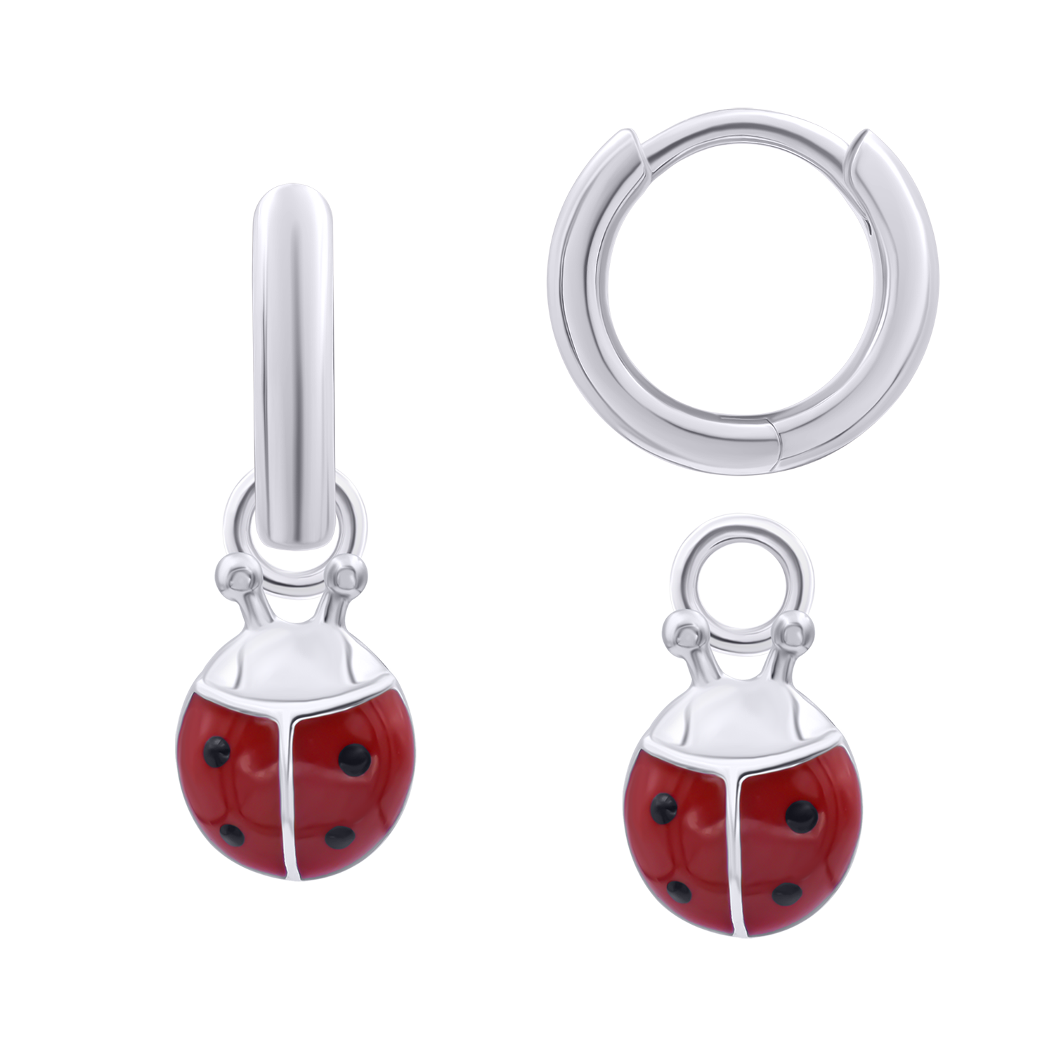 Earrings with pendants Ladybug, d 12 mm