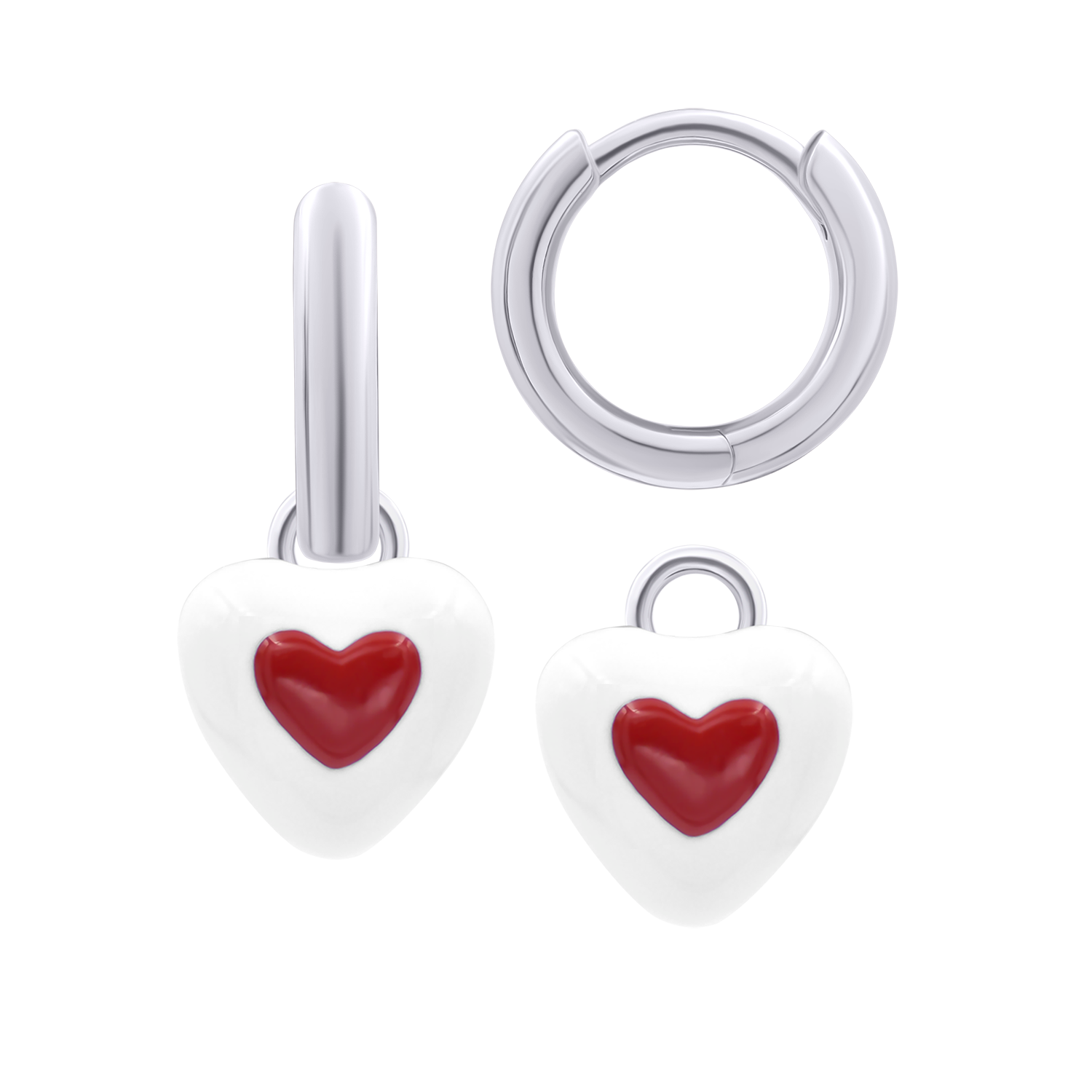 Earrings with pendants Heart in Heart, d 12 mm