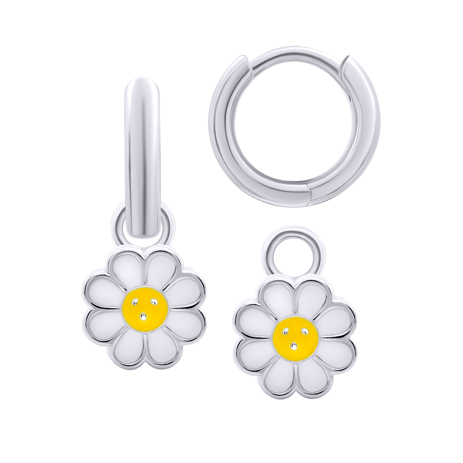 Earrings with pendants Chamomile, d 12 mm